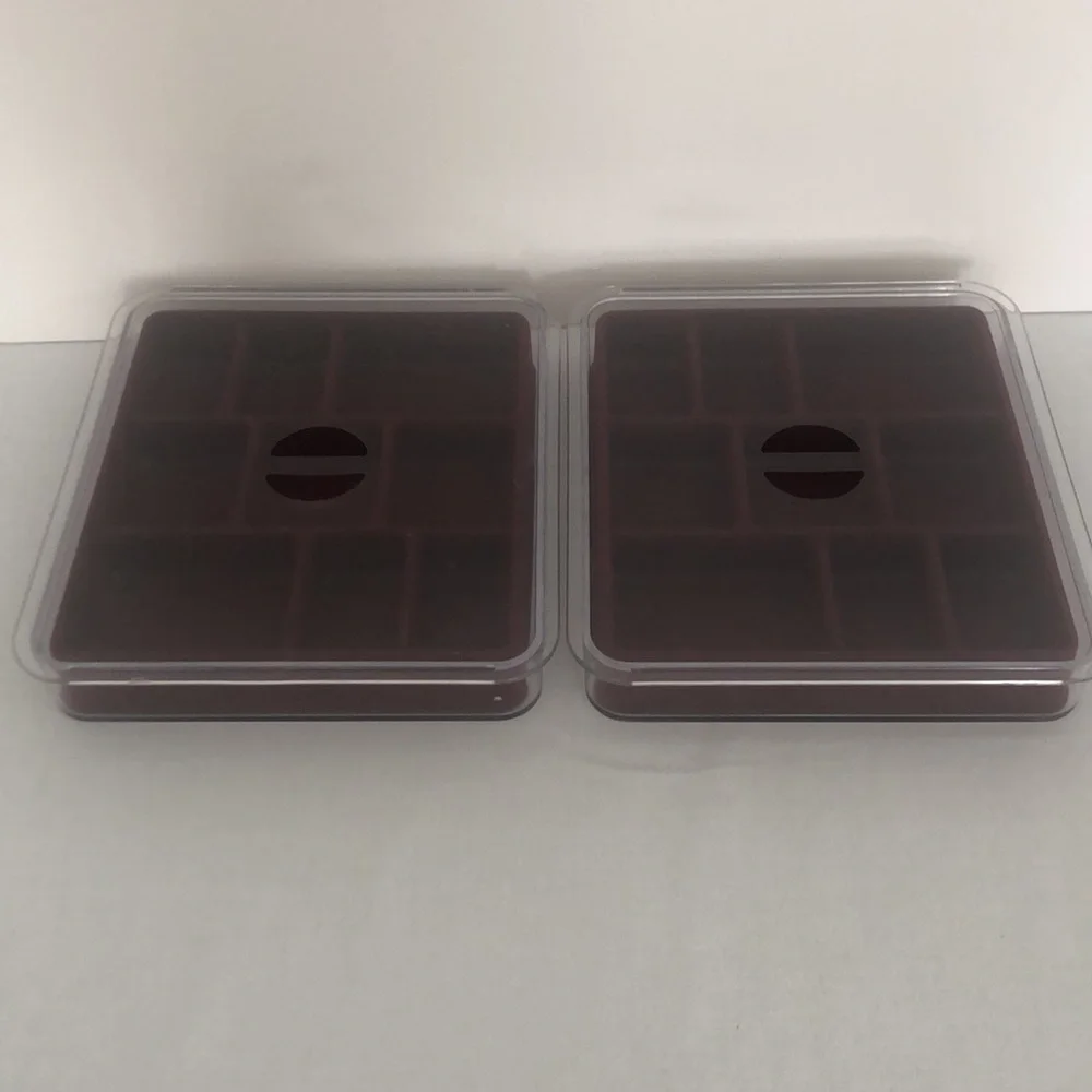Two Velvet Jewelry Trays with Lids
